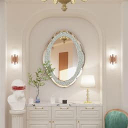 24"x32" Silver Wall Mirror Crush Diamond Elegant Artistic Cloud-shape 5mm Thick Wall Mirror for Hallway Bathroom Bedroom