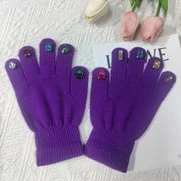 Winter Creative DIY Finger Thickened Warm Manicure Gloves Women Knitted Mittens Shiny Rhinestone Colored Diamond Gloves