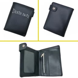Death Note Anime Black PU Leather Short Wallet with Card Holders Zipper Pocket for Boys Girls Gift