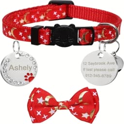 Personalized Cat Collar Pendant ID Engraving Name Tag Collar for Cat Necklace Puppy Kitten Bell Bow Tie Custom Small Dog Collar