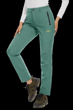 TACVASEN Women's Winter Ski Snow Softshell Fleece Lining Pants Hiking Trekking Mountain Trousers Cargo Warm Work Zipper Pockets