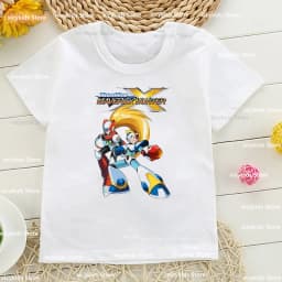 New Boys T-Shirt Funny ¡ Mega Man Listo Para Comenzar Cartoon Kids Clothes Summer Kids Clothes T Shirt White Short Sleeve Tops