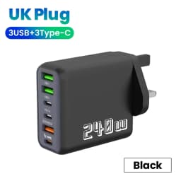 240W 6 Port USB C PD Charger Super Fast Charging PD3.0 USB C Type C Mobile Phone Charger For iPhone 17 16 pro Samsung Xiaomi