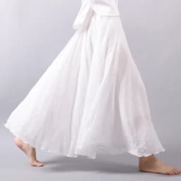 Boho Beach Women's Skirt - Linen Cotton Blend Elastic Waist Long Pleated Maxi, Vintage Summer Casual Skirt Faldas Saia