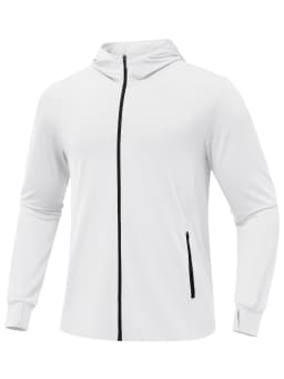 TACVASEN Men's Full Zip UPF 50+ Hooded Jacket Lightweight Sun Protection Fishing Hiking Shirt 4 Pockets Thumbholes Breathable