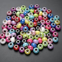 20Pcs 15mm White Brown Acrylic Round Big Hole Beads Loose Spacer Bead For DIY Necklace Bracelet Earring Jewelry Making Accessory