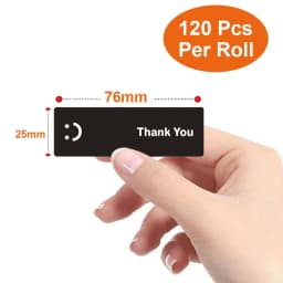 120Pcs/roll Smiling Face Black and White Thank You Rectangular Seal Sticker Gift Sticker for Homemade Packaging Decoration Label