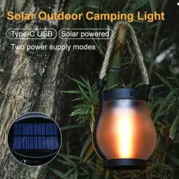 USB Rechargeable Camping Light Solar Flame Lights IPX4 Waterproof 800 Lumens 1200mAh Hanging Lantern Outdoor Lights