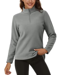 TACVASEN Stand Collar 1/4 Zip Fleece Pullover Womens Outdoor Sports Casual Tops Autumn Winter Lightweight Soft Warm Sweatshirt