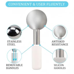 Mini 2pcs Ice Globes Stainless Steel Cryo Sticks for Face Eye Facial Cold Roller Cooling Globe for Puffiness Wrinkle Dark Circle