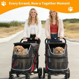 Garvee Multi Functional Pet Cart Lightweight And Foldable Multiple Cats Dogs And Outdoor Carts Heavy-Duty Large Dog Stroller with Mesh Ventilation, Removable Bed, Storage Basket For Dogs Cat