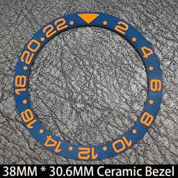 Sloping 38mm * 30.6mm Ceramic/Aluminum Blue Luminous Bezel GMT and Diving Watch Insert Fit for 40mm Watch Case Replacement Watch