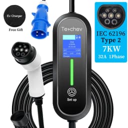 Teschev Portable EV Charger Type2 IEC 62196 Electric Car Charger 3.5KW 16A 1Phase EVSE Fast Charging Wallbox EV Charging Station