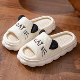 Linen Platform Women's Slippers Home Spring Summer Cat Designer Woman Shoes Flats Cute Hemp Indoor Elegant Casual Slides Soft