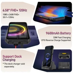 Ulefone Armor 21 16GB RAM 256GB ROM ,Android15 Helio G99 6nm, 64MP Camera,24MP Night Vision Camera ,9600mAh.6.58"120Hz.NFC
