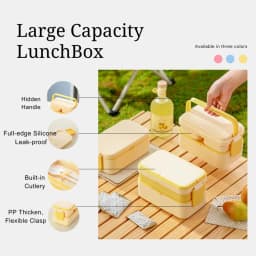 2 Layer / Single Bento Box with Handle,Large Capacity Leak-proof Lunch Box,Snack Food Storage Containers for Kids,Microwave Safe