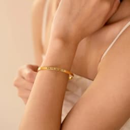 Lemegeton Engraved Name Bracelet Custom Roman Number Date Bangle Stainless Steel Jewelry Personalized Cuff Bracelet Mom Gifts