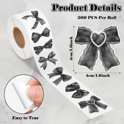 500Pcs/ 1 Roll Cartoon Bow Sticker Label Decoration Sealing Gift Box Sticker Label Stationery Sticker
