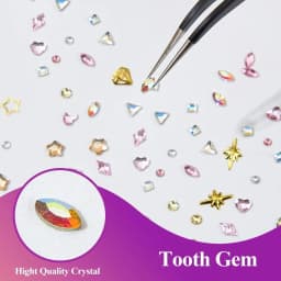 1350pcs Tooth Gem Kit Various Shapes Fashionable Teeth Jewelry Gem Personalized Dental Decoration for Girls Boys Party Decor