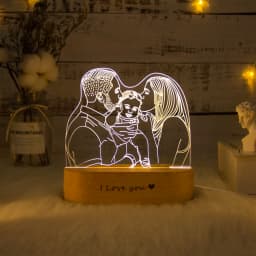 Personalized 3D Photo Lamp Custom Night Light with Wooden Base Unique Gift for Valentine's Day Wedding Anniversary Mother's Day