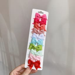10Pcs/Set Solid Color Kids Bows Hair Clips for Baby Girls Handmade Ribbon Bowknot Hairpin MiNi Barrettes Hair Accessories