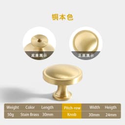 Pure Copper French Gold Wardrobe Handle Solid  Brass Cabinet Door Handle American Cabinet Door Drawer Gold Handle Brass