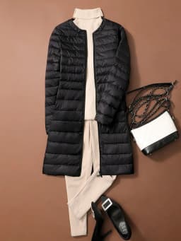 Lightweight Puffer Jaet Women's Mid-Length Autumn Winter New round Ne Long Korean Sle Coat No Collar Inner Trendy