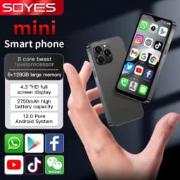 SOYES F9 Max 4G LTE Mini Smartphone Android 12 Octa-Core 4.3 Inch 6GB+128GB Mobile Phone 2750mAh Type-C OTG Small Phone Face ID