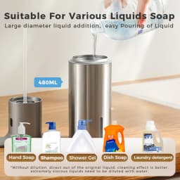 480ml Kitchen Soap Dispenser Automatic Sensor Hand Sanitizer Machine Intelligent Electric Body Wash Soap Dispenser 304 Stainl