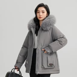 Winter New Warm Down Cotton Jacket with Large Fur Collar Hooded Coat Loose Women Thicken Parker Puffer Overcoat Casual Wear