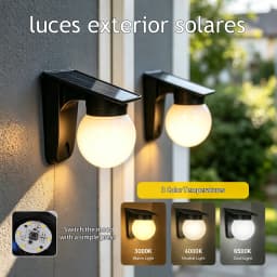 Outdoor Solar LED Wall Lights IP65 Waterproof Wall Sconce 3-Colors Temperature Dimmable Solar Lamp For Garden Porch Patio Fence