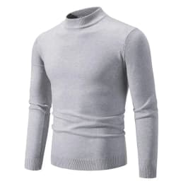 Autumn Men's Half Turtleneck Sweater Solid Color Basic Style Casual Fashion Knitwear Slim Fit High Elastic Male Warm Pullovers