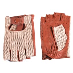 Men's Genuine Leather Unlined Retro Snap-fastener Fingerless Semi-finger Tactical Driving Riding Punk Rock Short Gloves Mitts