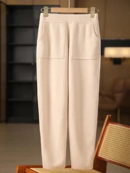 New Classy Autumn Winter Soft Thick Warm Wool Women Pencil Pants Woman 100% Merino Wool Trousers Elastic Waist Knited Wool Pants