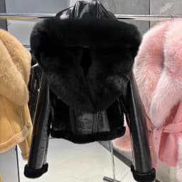 YOLOAgain 2025 Winter Warm Hooded Suede Shearling Jacket Coat Women Real Fox Fur Jacket