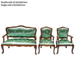 Doll house sofa furniture model simulation double leather sofa Miniature Furniture Armchair Sofa Footstool Doll Decor Toy