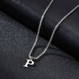 Vnox Simple A-Z Letter Necklace for Men, Waterproof Stainless Steel 26 Letters Pendant Necklace,Men’s Minimal Initial Necklace