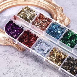 12 Grids Double Color Gold Foils Gorgeous Nail Glitter Sparkles Irregular Random Aluminum Flake Paillette Chip Design Decoration