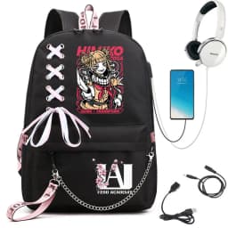 My Hero Academia Anime Print Student Backpack with Webbing Straps Girls School Bag Lightweight Casual Daypack