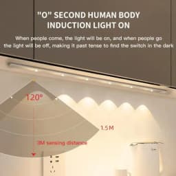 20-50cm LED Under Cabinet Lights Motion Sensor Night Light Ultra Thin Dimmable 3Color USB Rechargeable for Wardrobe Indoor