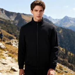 Men Windproof Jacket Men's Stand Collar Jacket Windproof Long Sleeve Outerwear with Zipper Closure Smart Temperament Coat