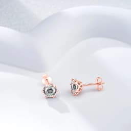0.5-2CT Rose Gold Plated 925 Sterling Silver Sparkling Moissanite Stud Earrings Classic Gift For Women