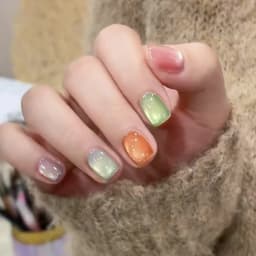 24Pcs Medium Short Square False Nails Glittering Nail Art White Wearable Fake Nail Silver French Full Cover Press on Nail Tips