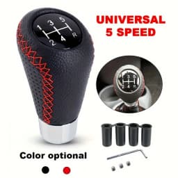Universal 5 Speed Manual Leather Red Stitch Gear Shift Knob Car Gear Stick Shift Knob Lever Manual Transmission M8 M10 M12