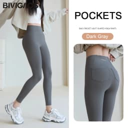 BIVIGAOS Fall Winter Fleece Warm Back Pocket Sharkskin Leggings Women High Waist Casual Thick Velvet Leggings Tight Brushed Pant
