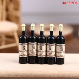 5Pcs/set Dollhouse Miniature Wine Cup Beer Mug Wine Bottle Model 1:12 Mini Furniture House Decor Toy-Toy