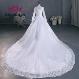 Customized Full Sleeves Pretty Lace Appliques Wedding Dresses 2026 New Plus Size Ball Gown Princess Bride Dress Elegant WX0301