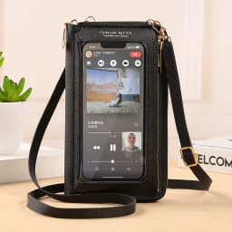 2025 New Touch Screen Mobile Phone Bag Handbag Female Crossbody Wallet One-Shoulder Transparent Coin Purse