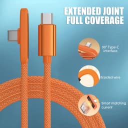 PD 45W Fast Charging Type-C Right Angle Data Cable Nylon Braided USB C To C Wire Cord for IPhone 17 16 15 ProMax Samsung Android