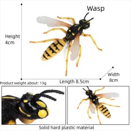 Oenux Realistic Bee Wasp Hornet Figurine Simulation Insect Model Prank Educational Cognitive Statue for Desk Display Collection